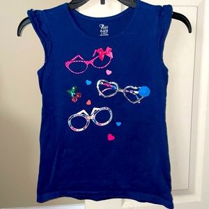 Children’s Place, Girls Size L (10-12), Blue Sunglass Design Shirt